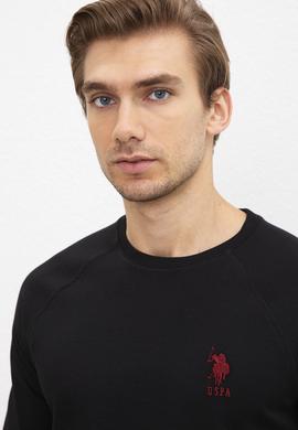 Erkek Siyah Bisiklet Yaka Sweatshirt Basic - 50207317016