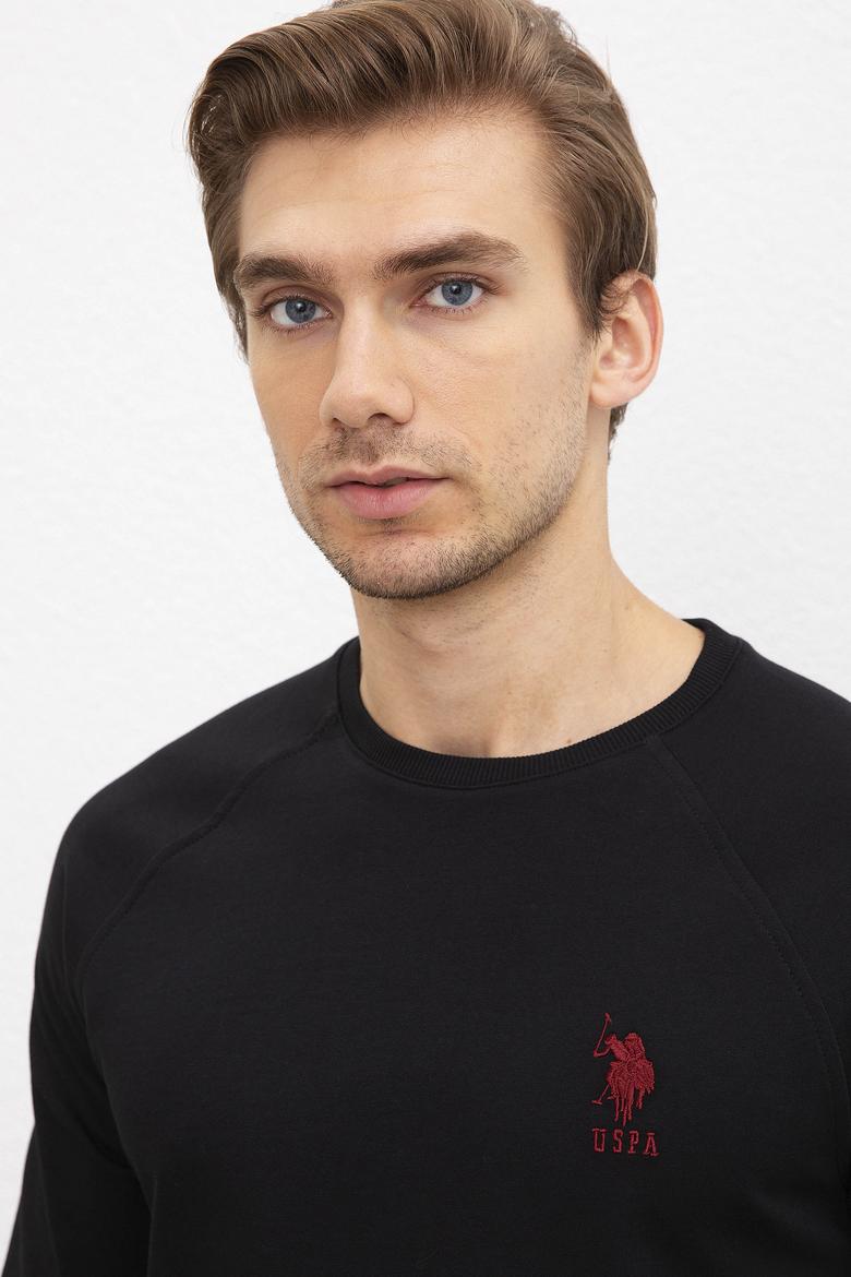 Erkek Siyah Bisiklet Yaka Sweatshirt Basic - 50207317016