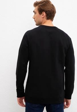 Erkek Siyah Bisiklet Yaka Sweatshirt Basic - 50207317016