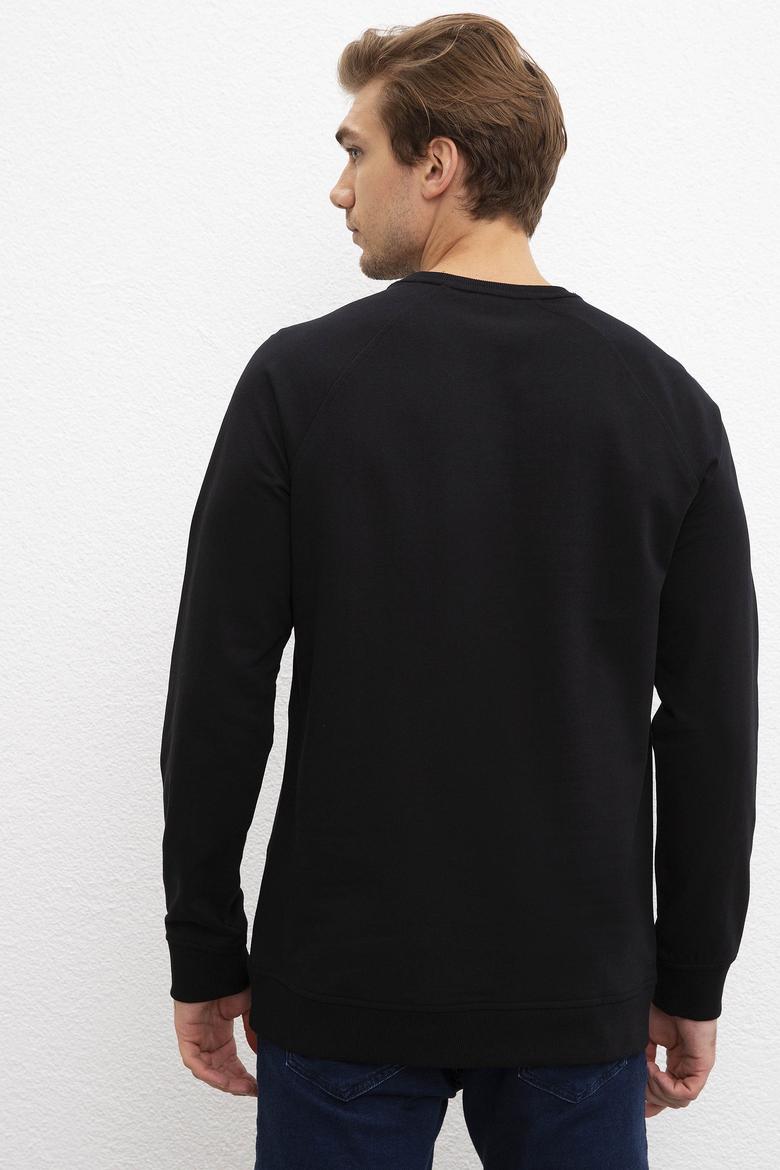 Erkek Siyah Bisiklet Yaka Sweatshirt Basic - 50207317016