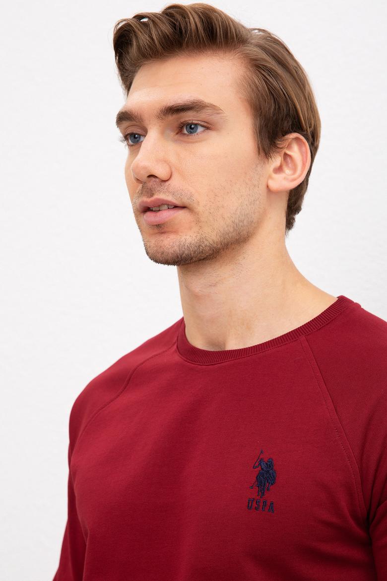 Erkek Bordo Bisiklet Yaka Sweatshirt Basic - 50207317061