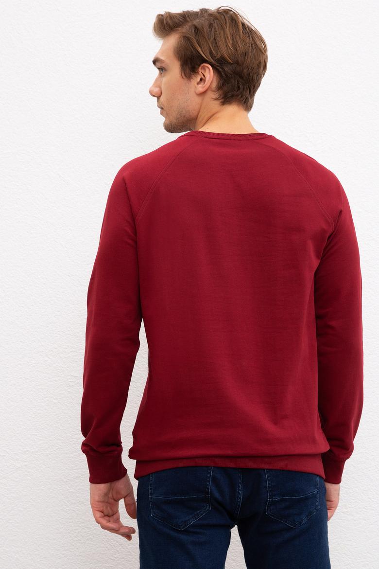 Erkek Bordo Bisiklet Yaka Sweatshirt Basic - 50207317061