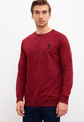 Erkek Bordo Bisiklet Yaka Sweatshirt Basic - 50207317061