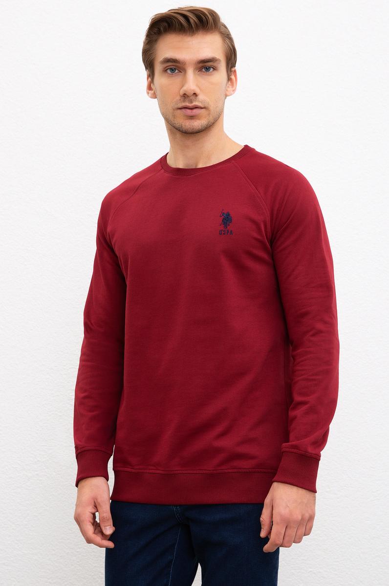 Erkek Bordo Bisiklet Yaka Sweatshirt Basic