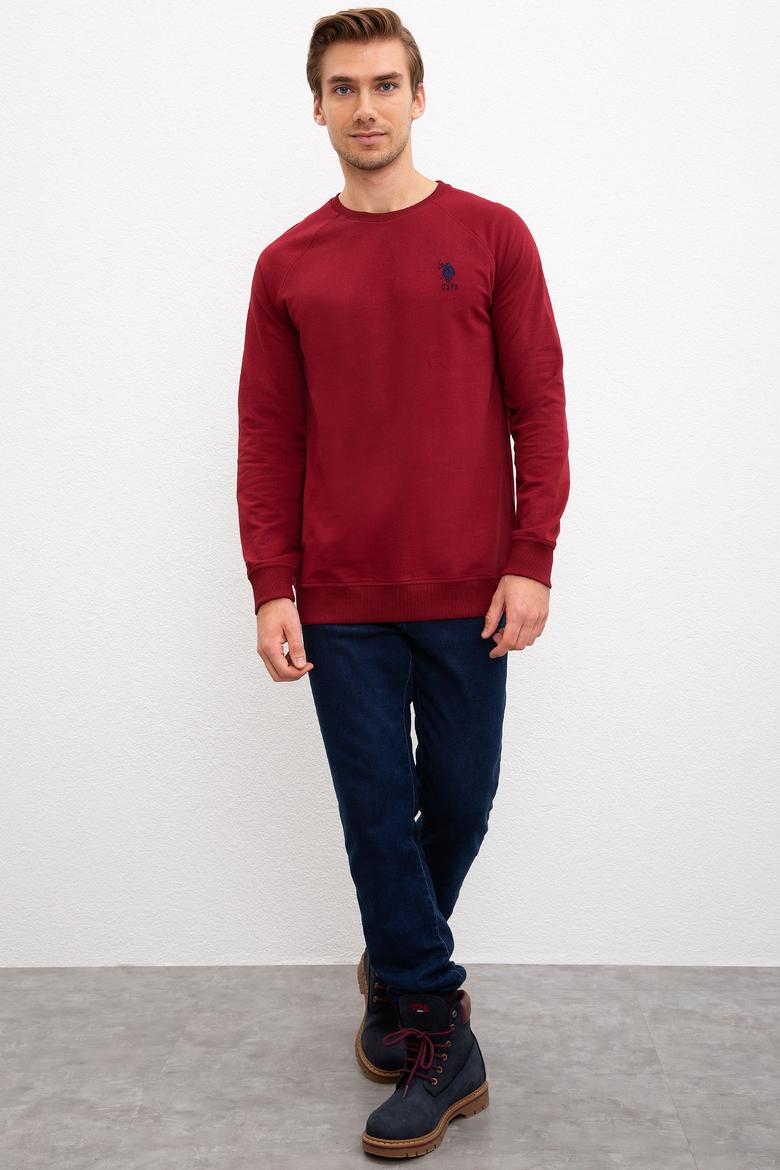 Erkek Bordo Bisiklet Yaka Sweatshirt Basic - 50207317061