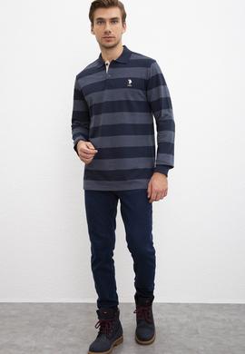 Erkek Lacivert Polo Yaka Sweatshirt - 50208667006