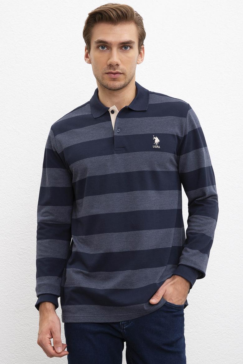 Erkek Lacivert Polo Yaka Sweatshirt