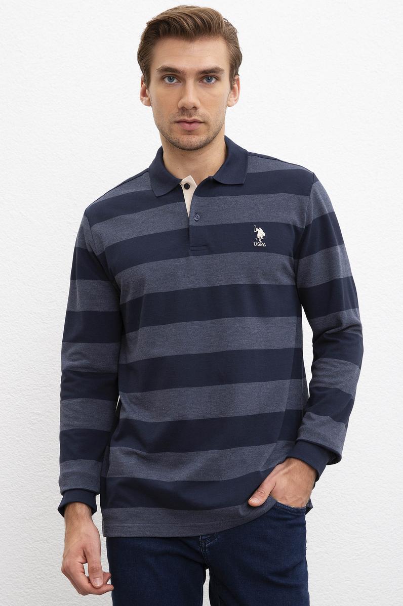 Erkek Lacivert Polo Yaka Sweatshirt