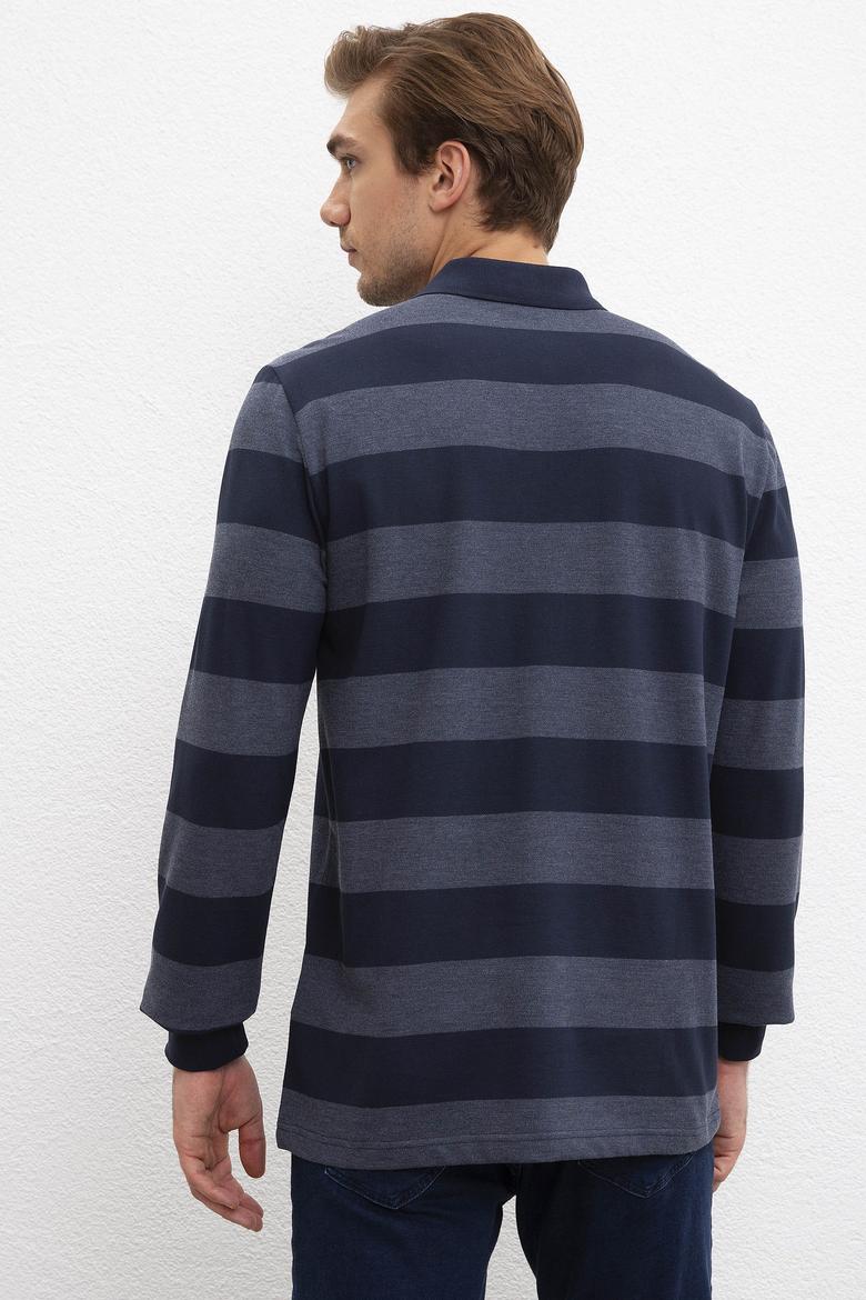 Erkek Lacivert Polo Yaka Sweatshirt - 50208667006