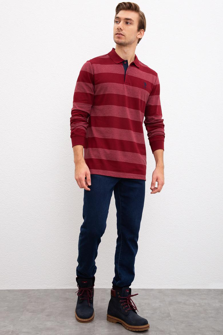 Erkek Bordo Polo Yaka Sweatshirt - 50208667036