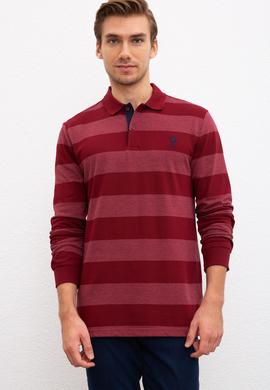 Erkek Bordo Polo Yaka Sweatshirt - 50208667036