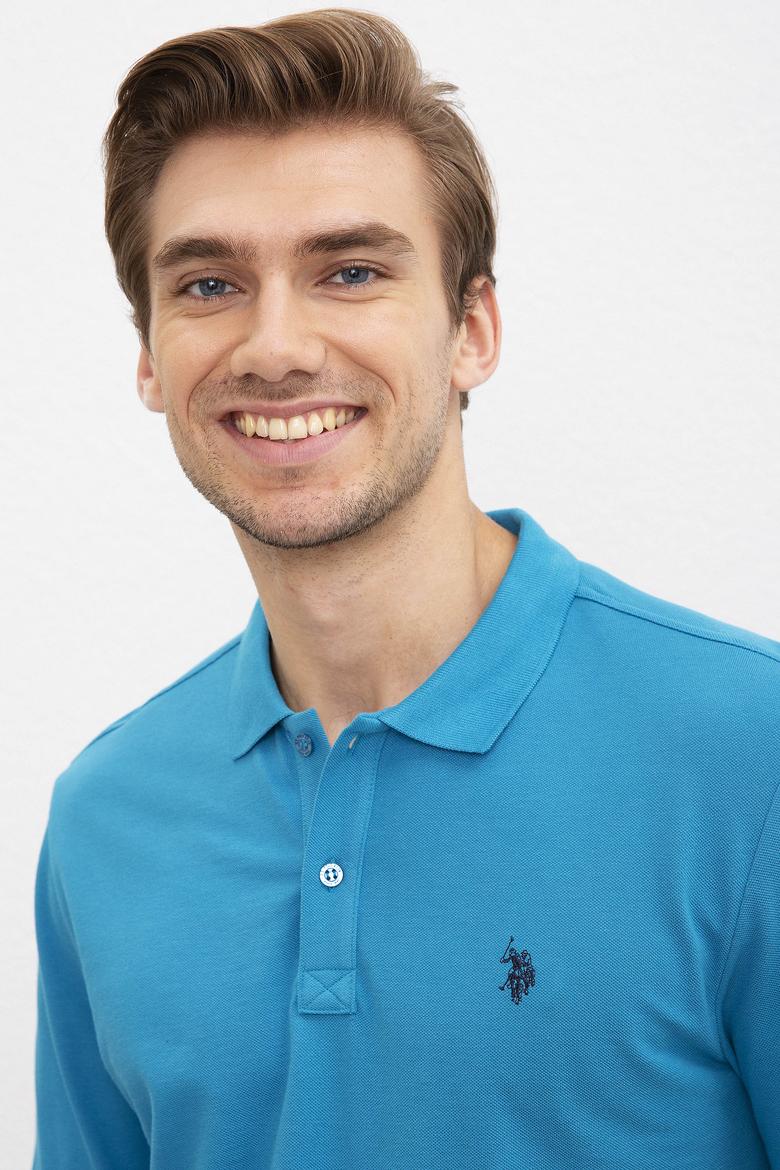 Erkek Petrol Polo Yaka Sweatshirt Basic - 50209199066