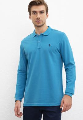 Erkek Petrol Polo Yaka Sweatshirt Basic - 50209199066
