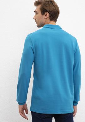 Erkek Petrol Polo Yaka Sweatshirt Basic - 50209199066