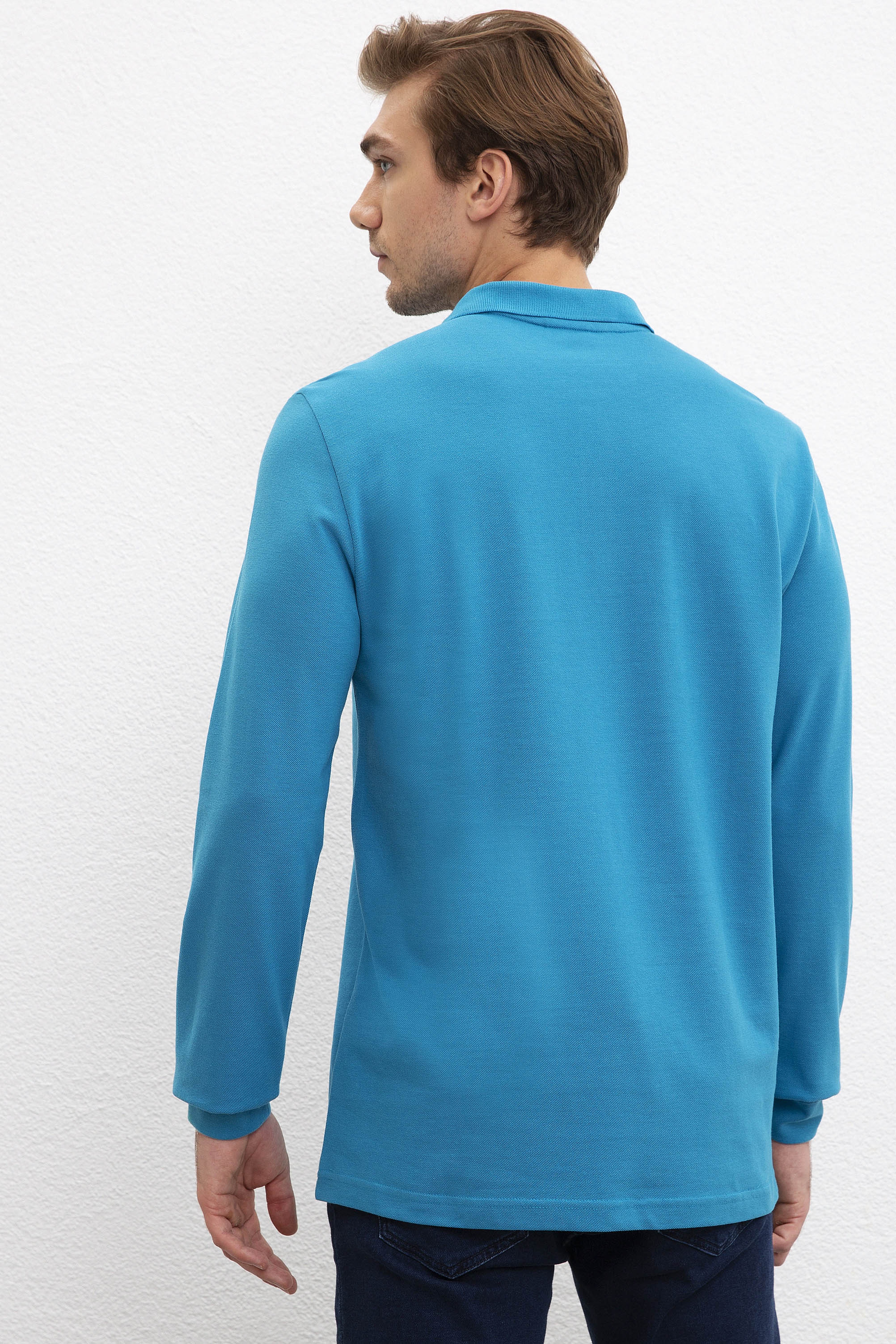 Erkek Petrol Basic Sweatshirt - Image 3