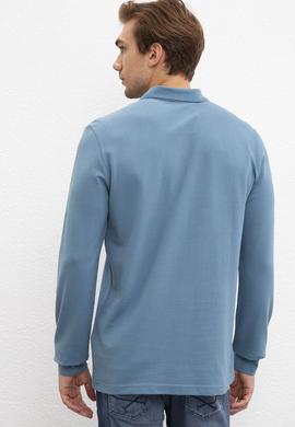 Erkek Mint Yeşili Polo Yaka Sweatshirt Basic - 50209199146