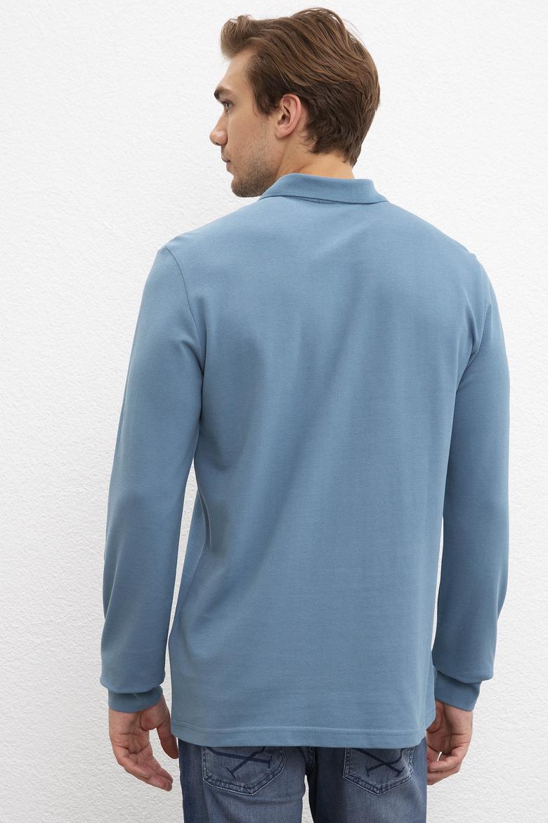 Erkek Mint Yeşili Polo Yaka Sweatshirt Basic - 50209199146