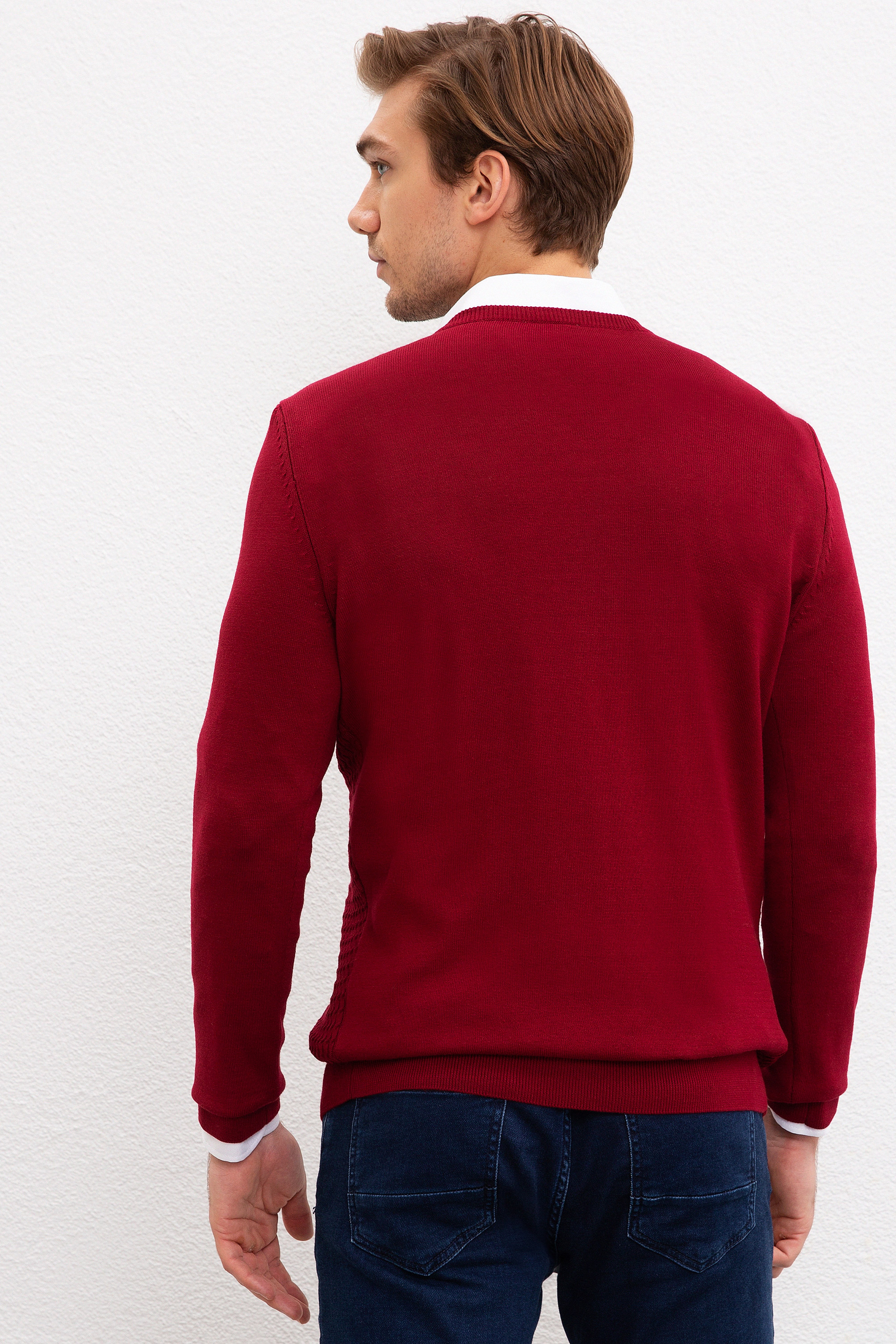 Erkek Bordo Basic Kazak - Image 3