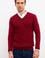 Erkek Bordo V-Yaka Triko Kazak Basic