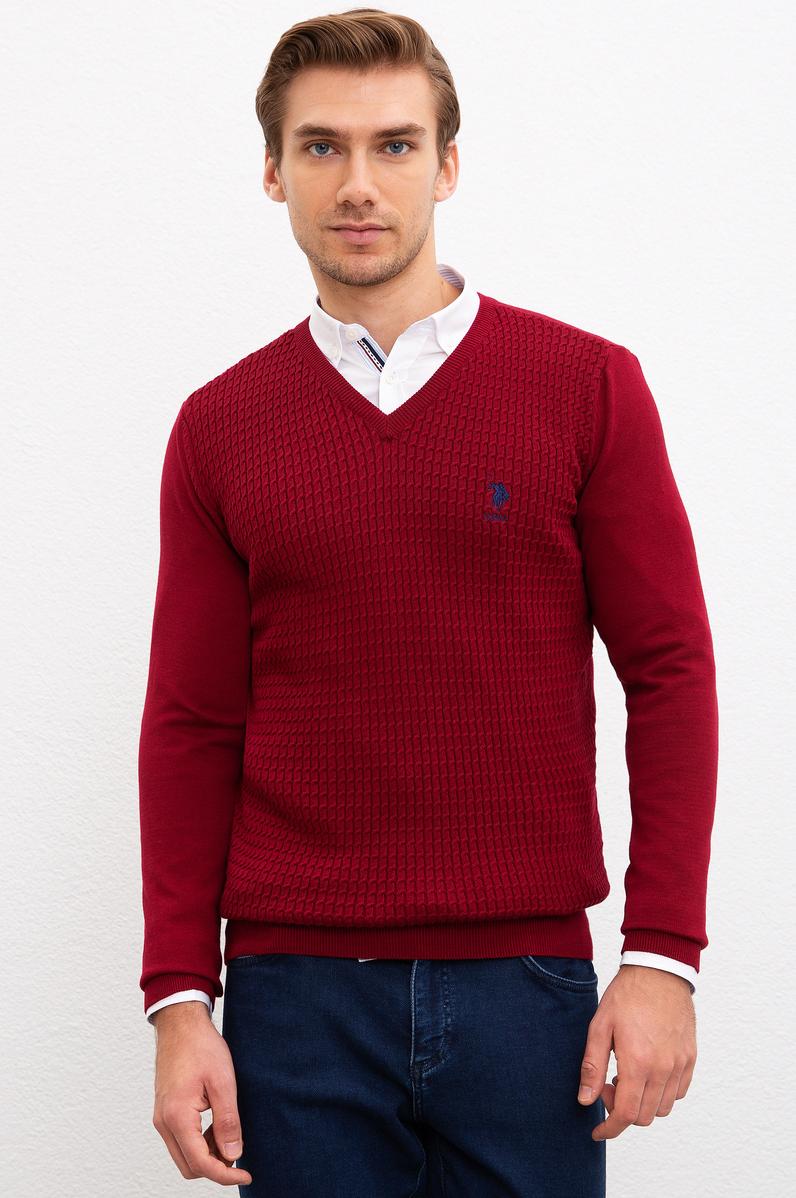 Erkek Bordo Basic Kazak