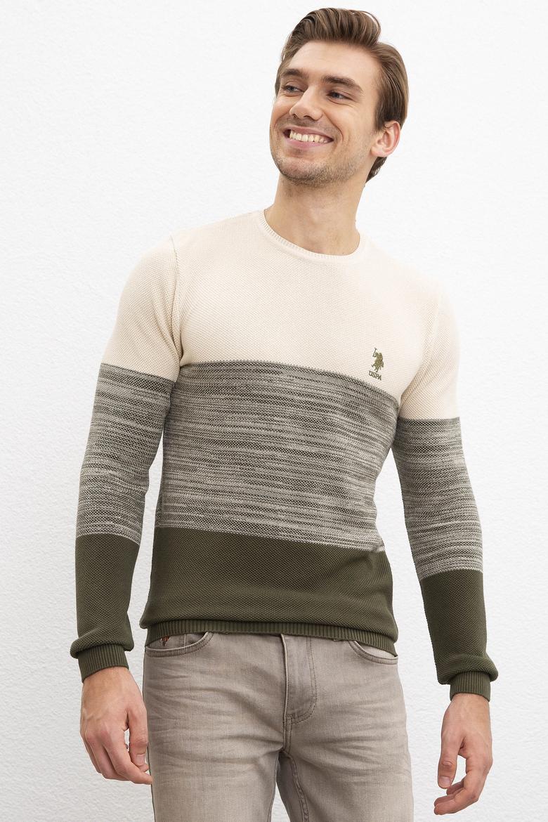 Erkek Haki Bisiklet Yaka Triko Kazak