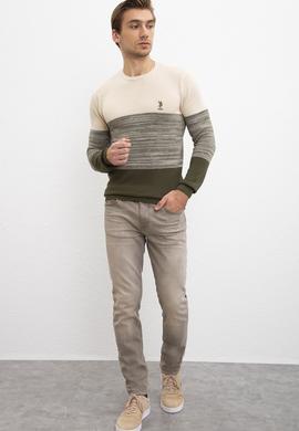 Erkek Haki Bisiklet Yaka Triko Kazak - 50211331023