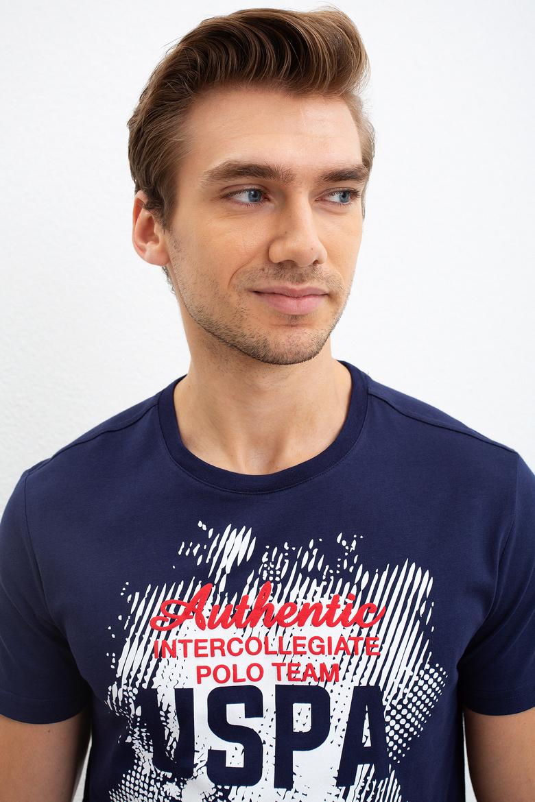 Erkek Lacivert Bisiklet Yaka T-Shirt - 50221091016