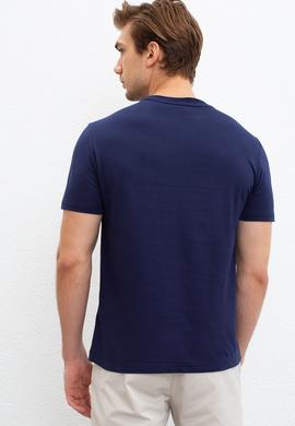 Erkek Lacivert Bisiklet Yaka T-Shirt - 50221091016