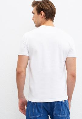 Erkek Beyaz Balıkçı Yaka T-Shirt - 50220969009