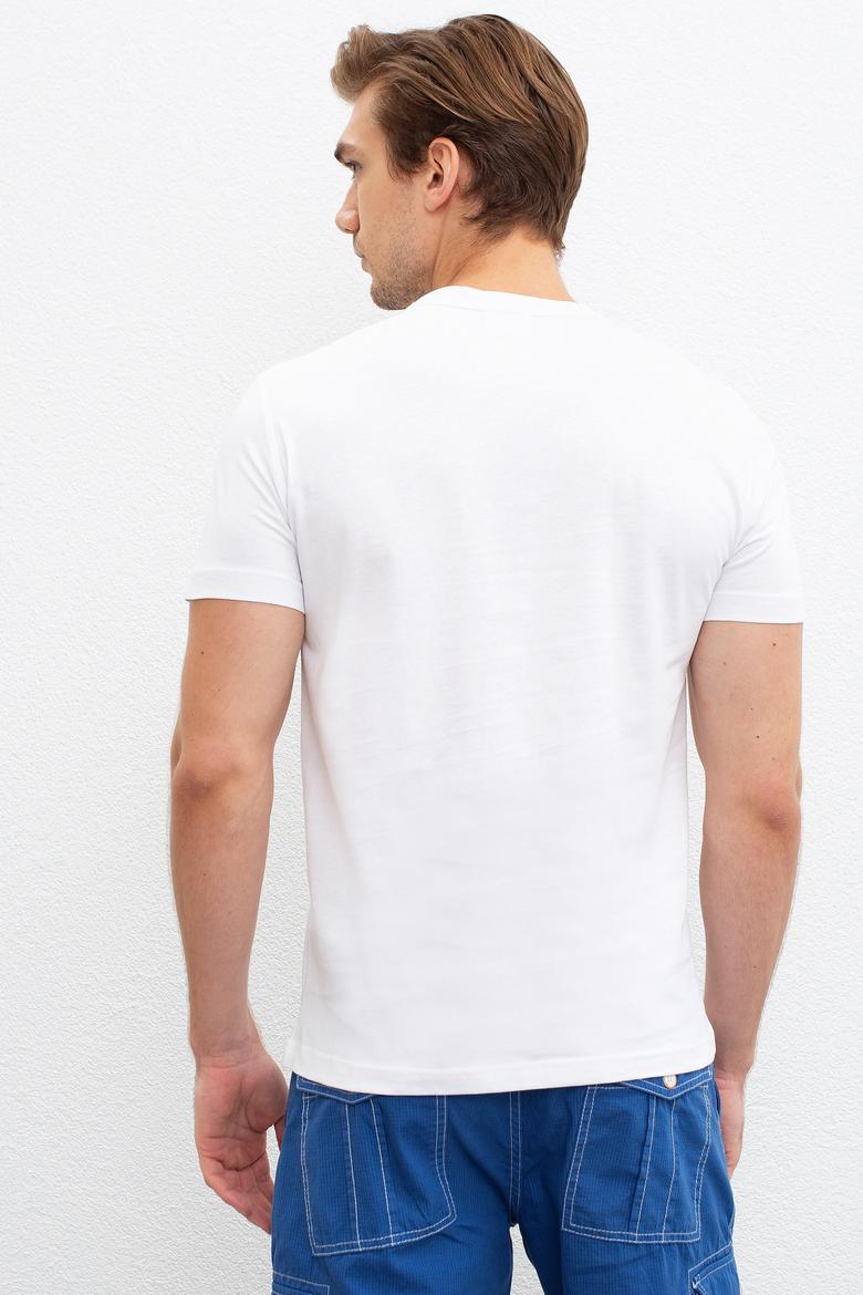 Erkek Beyaz Balıkçı Yaka T-Shirt - 50220969009