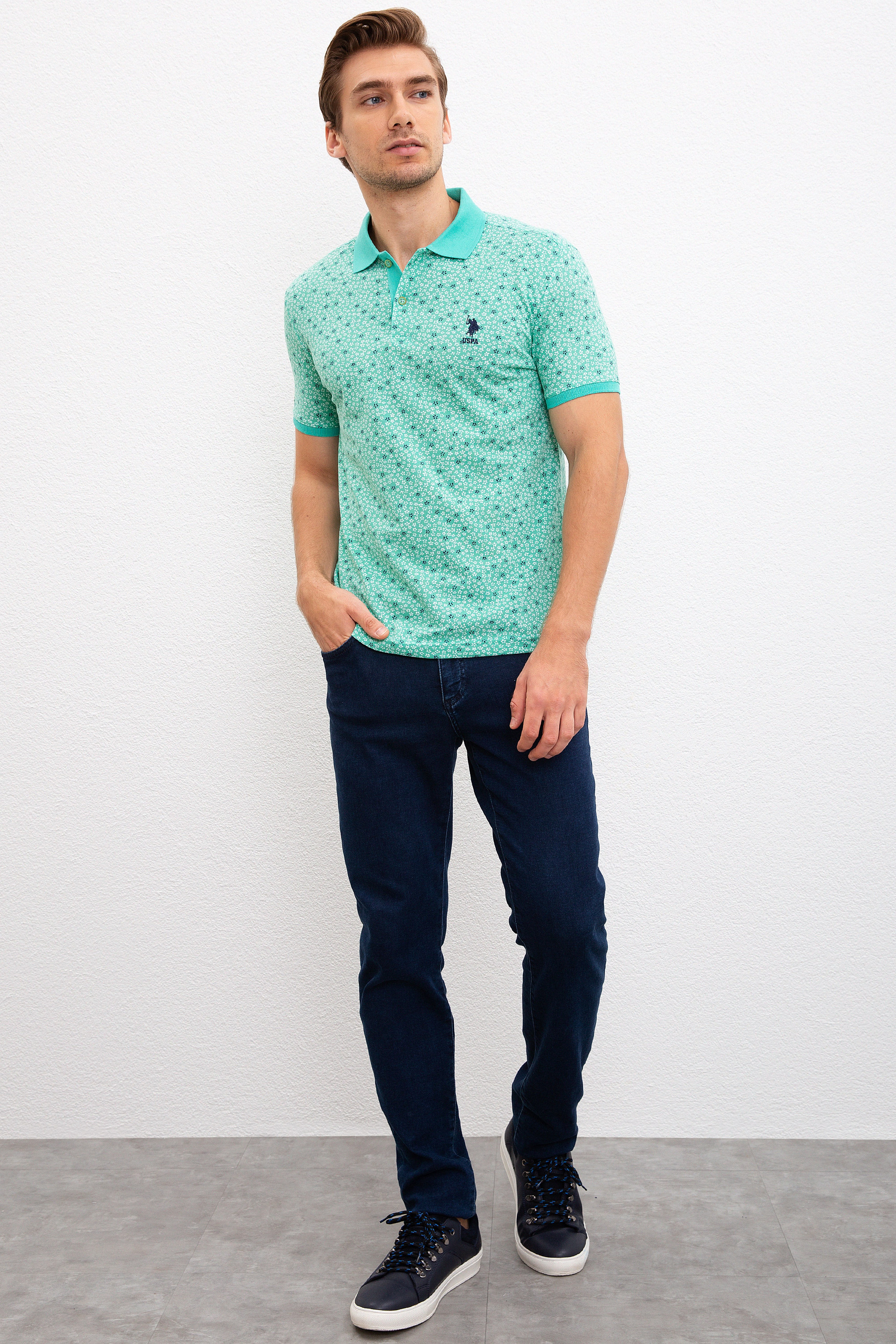 Erkek Mint Polo Yaka Tişört - Image 4