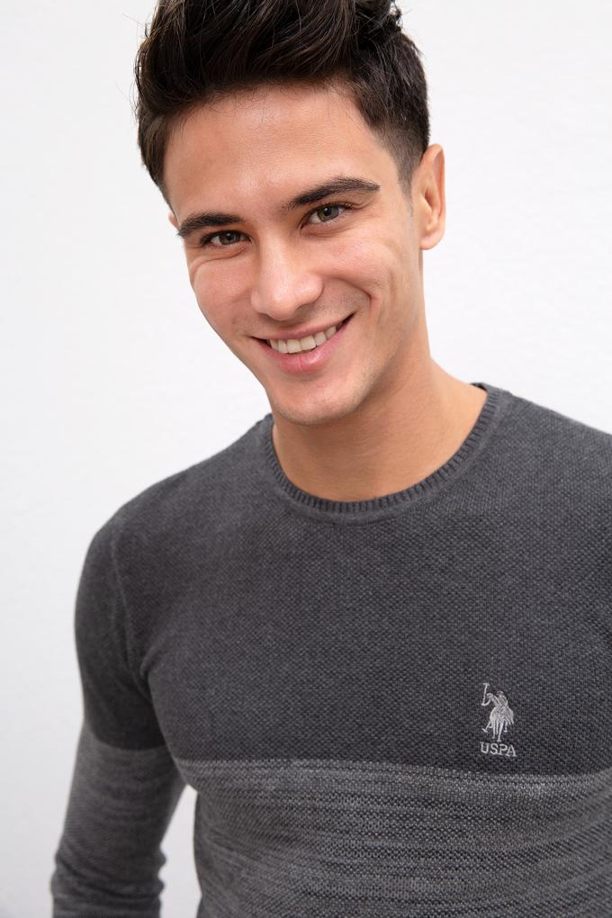 Erkek Antrasit Bisiklet Yaka Triko Kazak