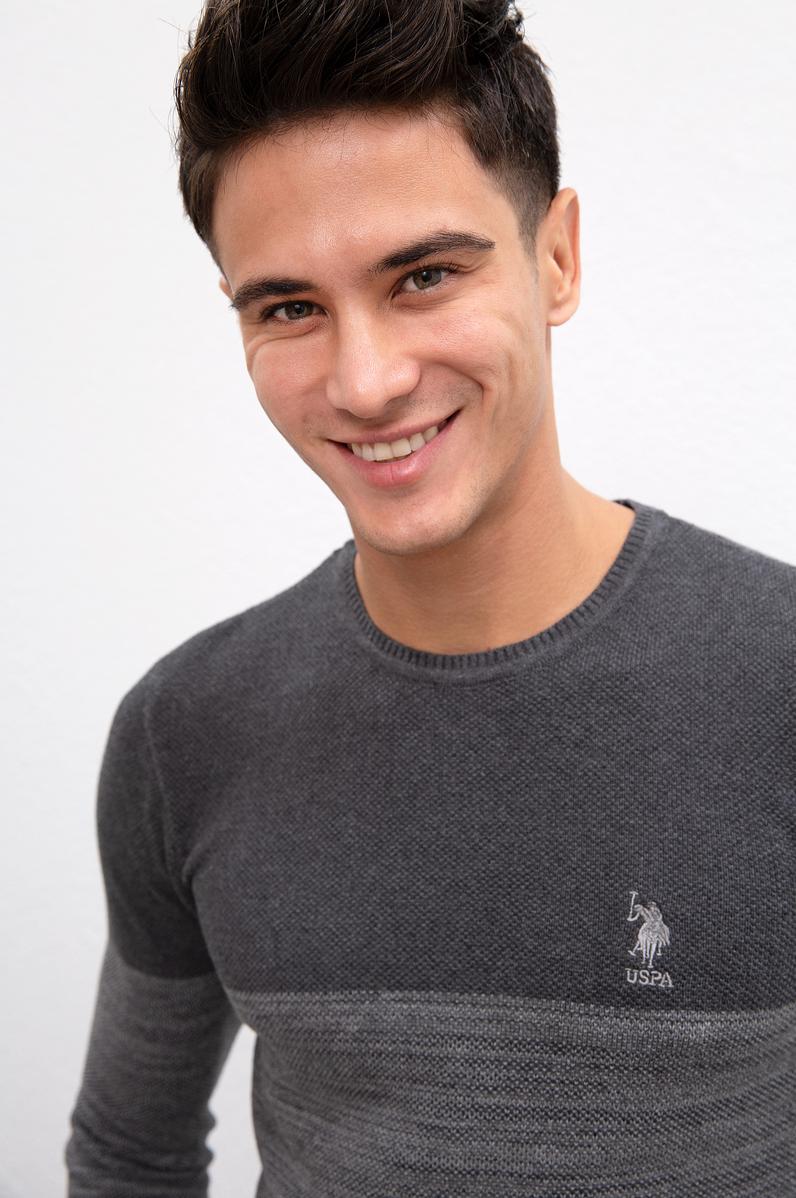 Erkek Antrasit Bisiklet Yaka Triko Kazak