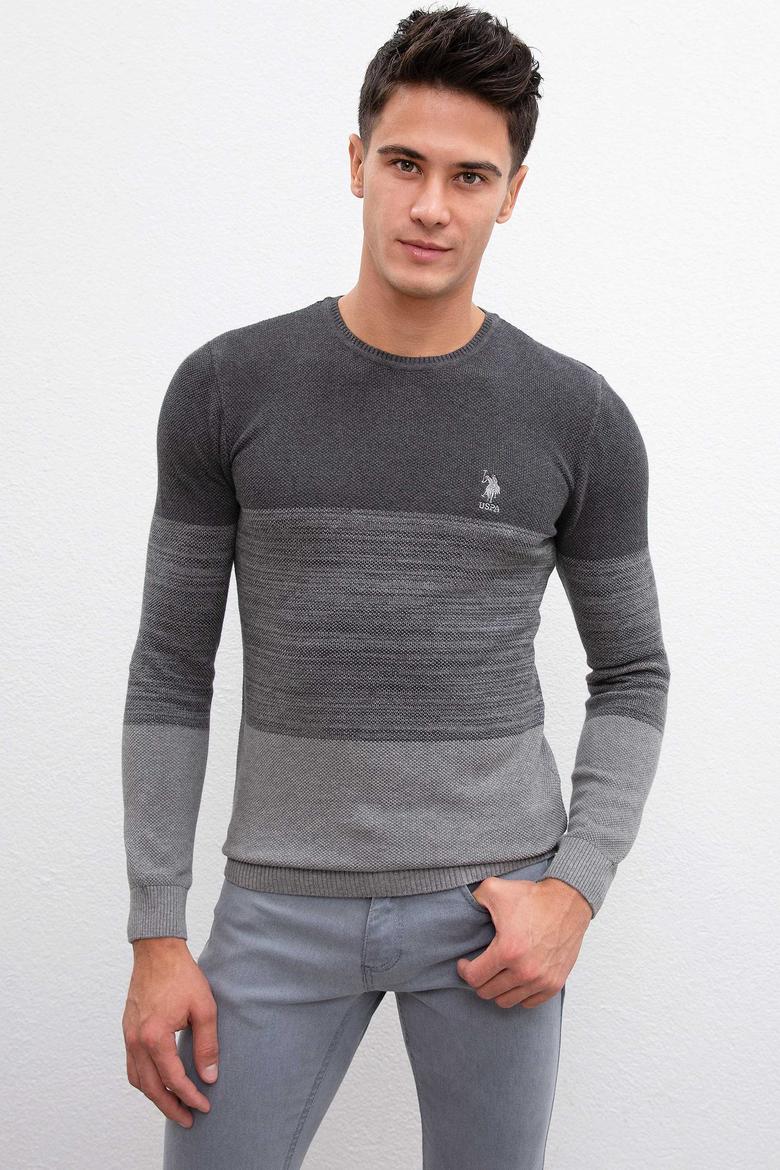 Erkek Antrasit Bisiklet Yaka Triko Kazak - 50211331014