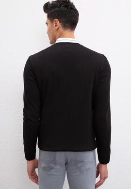 Erkek Siyah V-Yaka Triko Kazak Basic - 50211249032