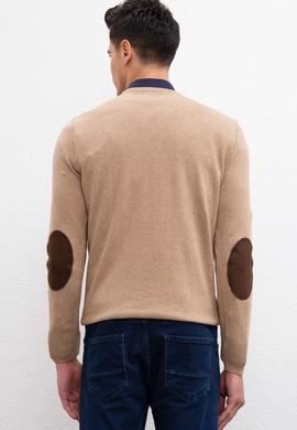 Erkek Camel Melanj V-Yaka Triko Kazak Basic - 50207651056