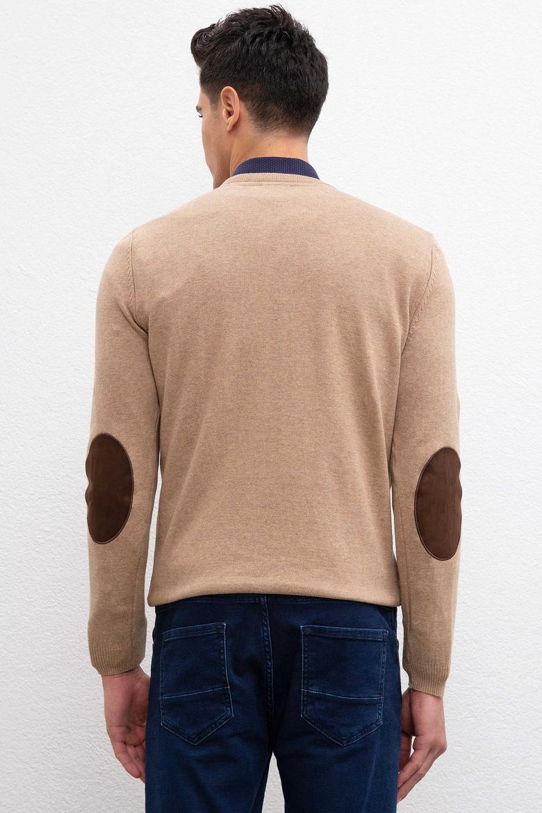 Erkek Camel Melanj V-Yaka Triko Kazak Basic - 50207651056