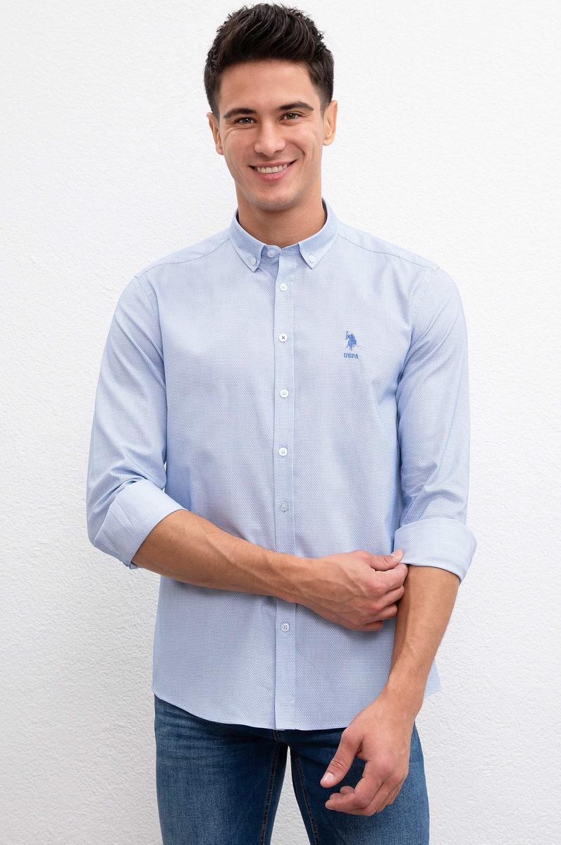 Erkek Mavi Gömlek Uzunkol