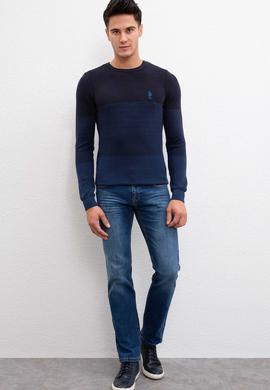 Erkek Lacivert Bisiklet Yaka Triko Kazak - 50211331005