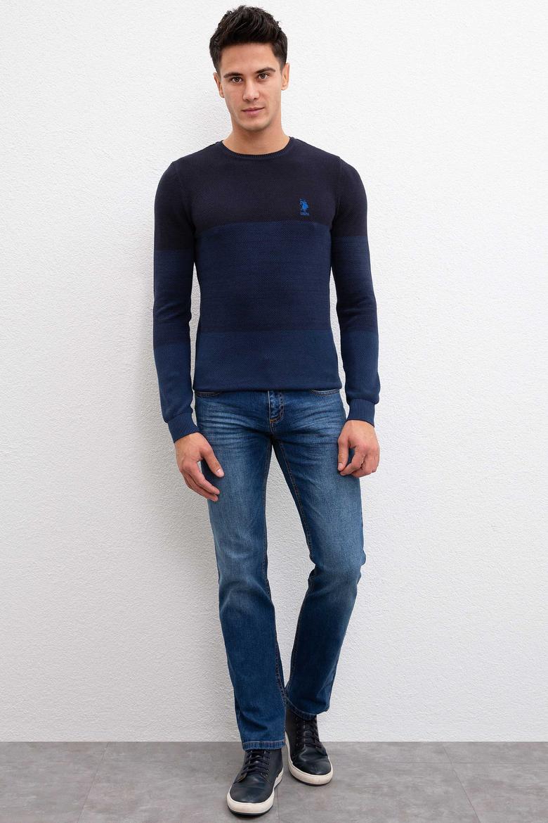 Erkek Lacivert Bisiklet Yaka Triko Kazak - 50211331005