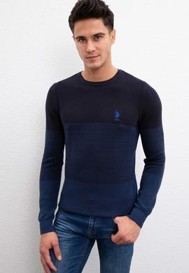 Erkek Lacivert Bisiklet Yaka Triko Kazak - 50211331005