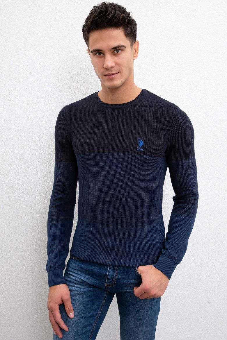 Erkek Lacivert Bisiklet Yaka Triko Kazak - 50211331005