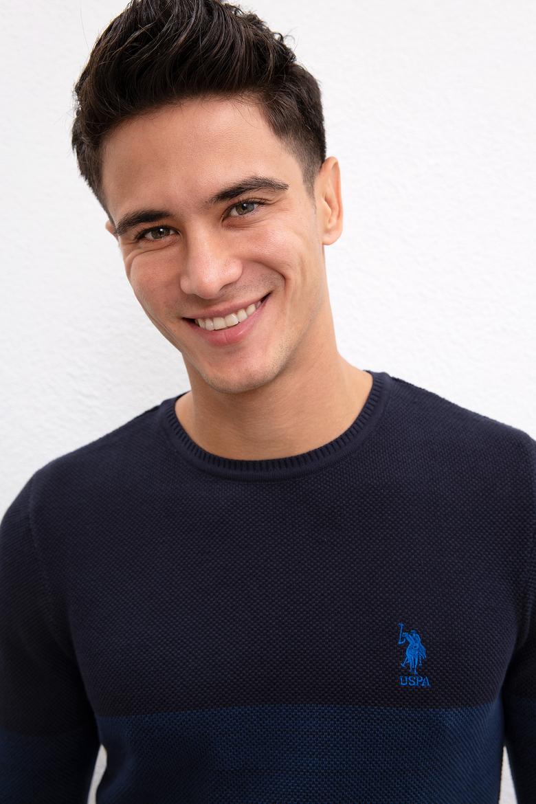 Erkek Lacivert Bisiklet Yaka Triko Kazak