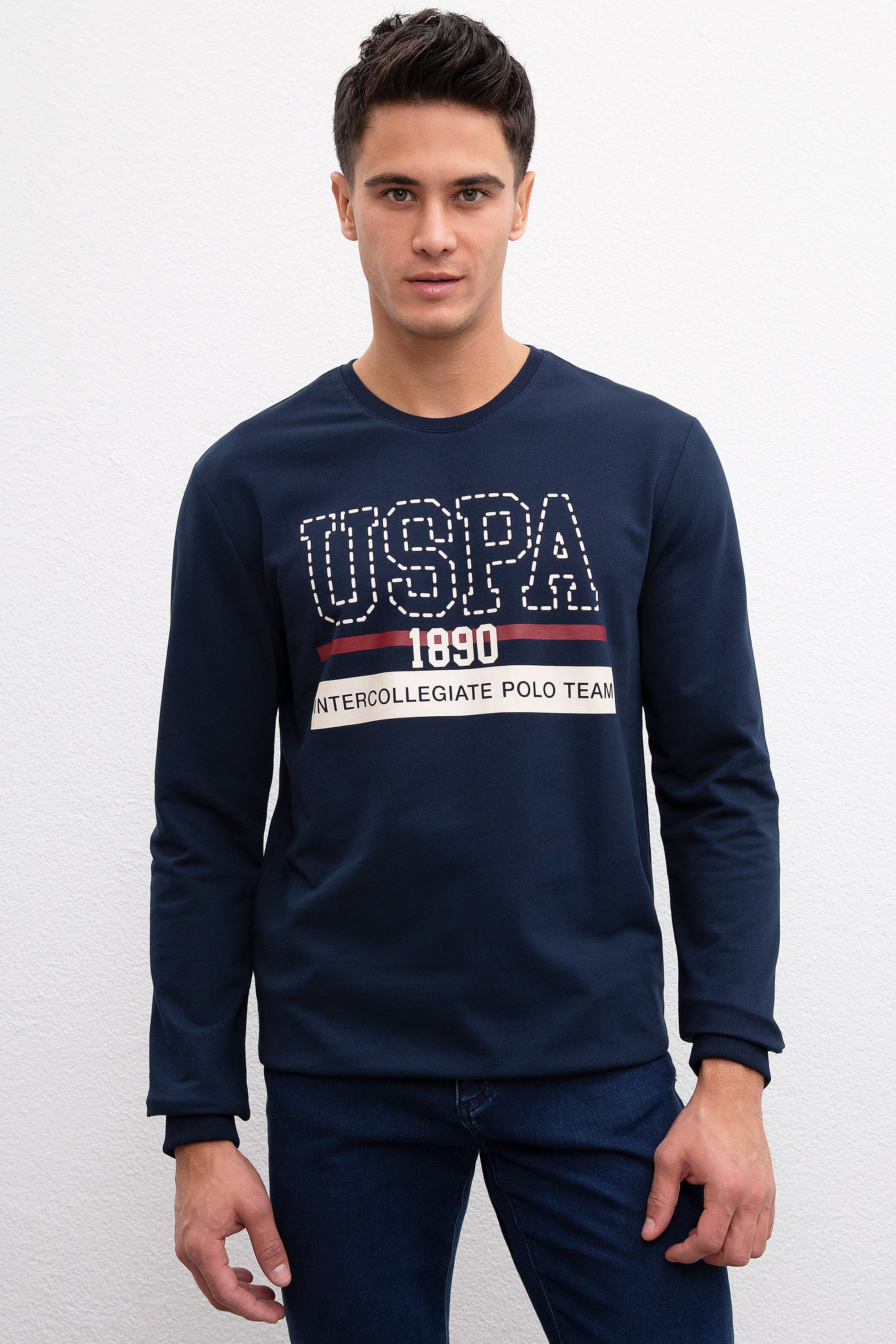Erkek Lacivert Bisiklet Yaka Sweatshirt