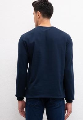 Erkek Lacivert Bisiklet Yaka Sweatshirt - 50208668009