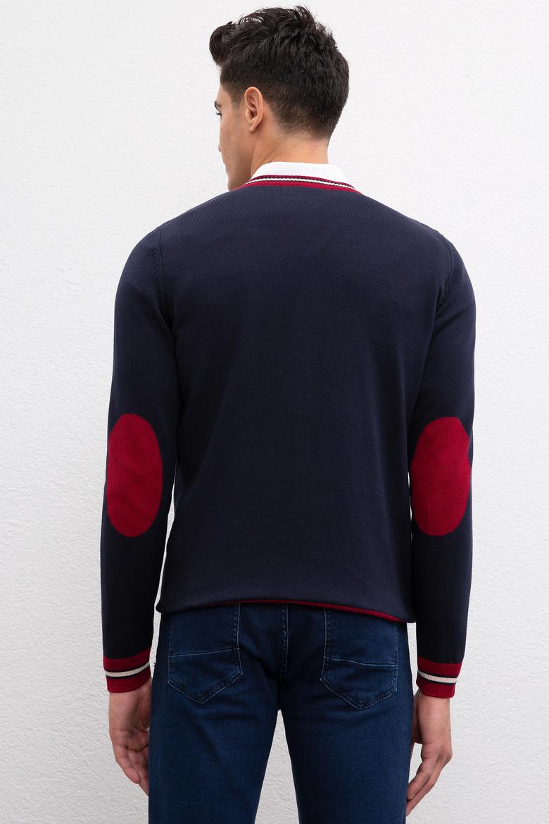 Erkek Lacivert V-Yaka Triko Kazak - 50205662014