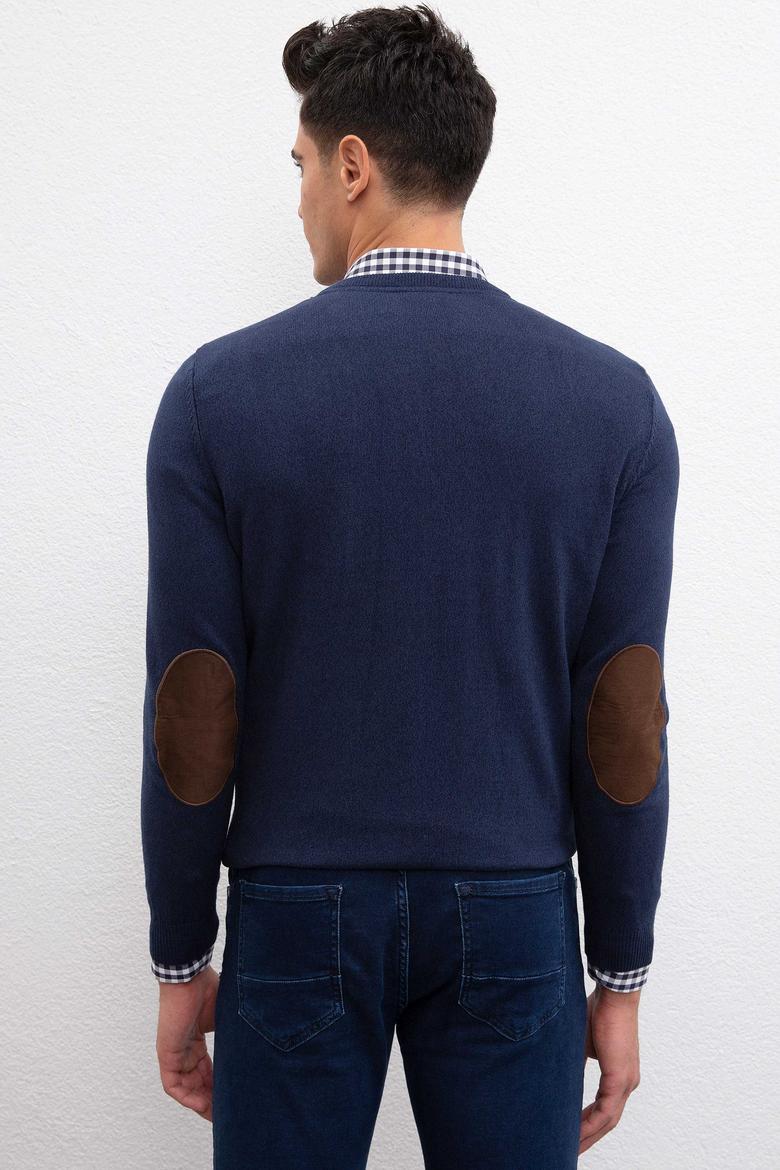 Erkek Lacivert V Yaka Basic Triko Kazak - 50207651007