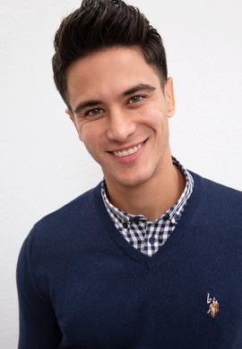 Erkek Lacivert V Yaka Basic Triko Kazak - 50207651007