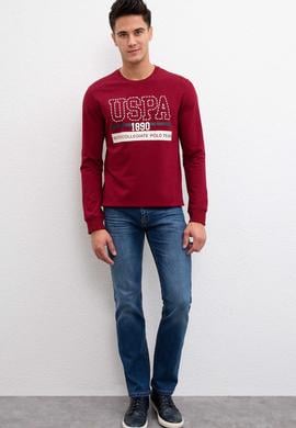 Erkek Bordo Bisiklet Yaka Sweatshirt - 50208668036