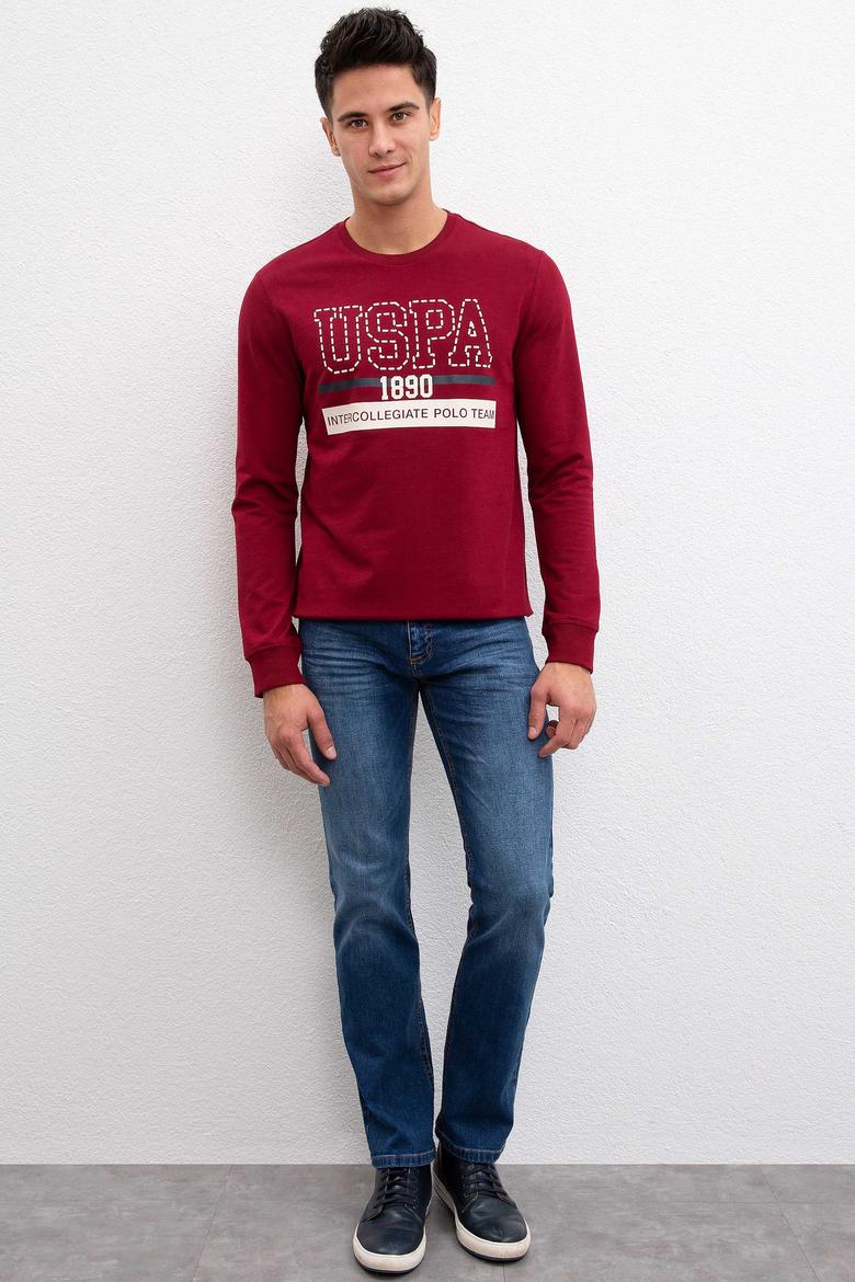 Erkek Bordo Bisiklet Yaka Sweatshirt - 50208668036